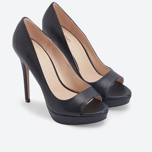 Aldo Black Peep-Toe Heels